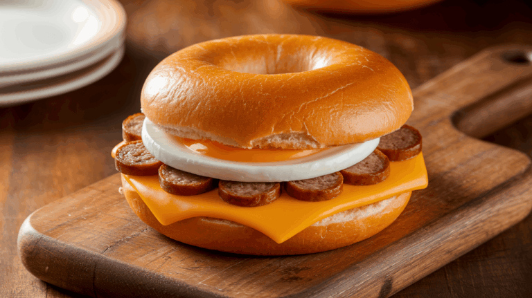 dunkin-donuts-sausage-egg-and-cheese-on-bagel-copycat-recipe